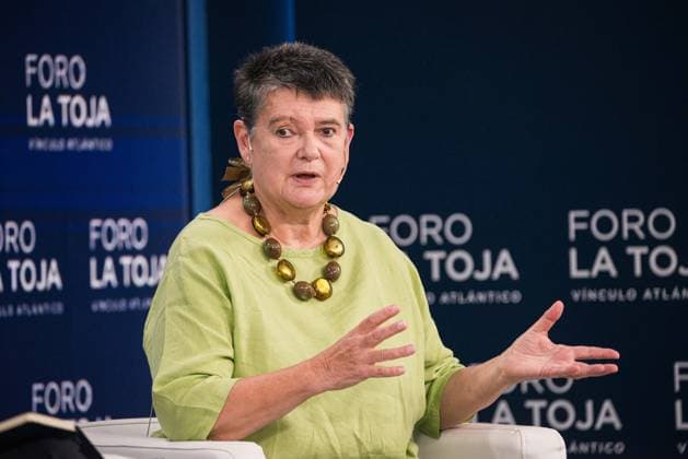 Second Day of the La Toja Vínculo Atlántico Forum Diane Coyle, professor of public policy at the University of Cambridge, during the La Toja Vínculo Atlántico Forum on October 2, 2026, in O Grove, Pontevedra, Galicia, Spain. The La Toja Vínculo Atlántico Forum is a renowned annual forum for debate and reflection focused on the defense of liberal democracy, the Atlantic partnership, and international cooperation. Founded in 2019 on the initiative of Josep Piqué, Amancio López Seijas, and the Hotusa Group, it brings together prominent political and business leaders, academics, and representatives of civil society on the island of La Toja. OCTOBER 2, 2026 Elena Ferná O Grove, Pontevedra, Galicia O Grove, Pontevedra, Galicia, Spain Copyright: xElenaxFernandezx 7814670