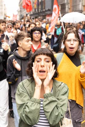 October 2, 2026, Madrid, Madrid, SPAIN: Thousands of people from Madrid gather in front of the Congress of Deputies while the decrees on the protection of the right to housing and against real estate speculation are debated. The right-wing parties (PP, VOX, JUNTS) promise to overthrow the initiatives that were negotiated with the Tenants Union that maintains a camp of 1,200 stores in Puerta del Sol. Madrid SPAIN  - ZUMAl221 20261002_zip_l221_005 Copyright: xIgnacioxLopezxIsasmendix