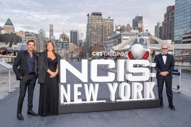 October 1, 2026, New York, New York, USA: GEORGE CHEEKS, AMY REISENBACH and DAVID STAPF attend the CBS, NCIS New York Premiere at the USS Intrepid Museum in New York. 1 October 2026 New York USA  - ZUMAa265 20261001_zep_a265_073 Copyright: xEricxAcquayex