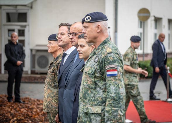 Lieutenant General Peter Mirow, Mark Rutte, NATO Secretary General, Friedrich Merz, Federal Chancellor, Rob Jetten, Prime Minister of the Netherlands, Wilfred Rietdijk, Major