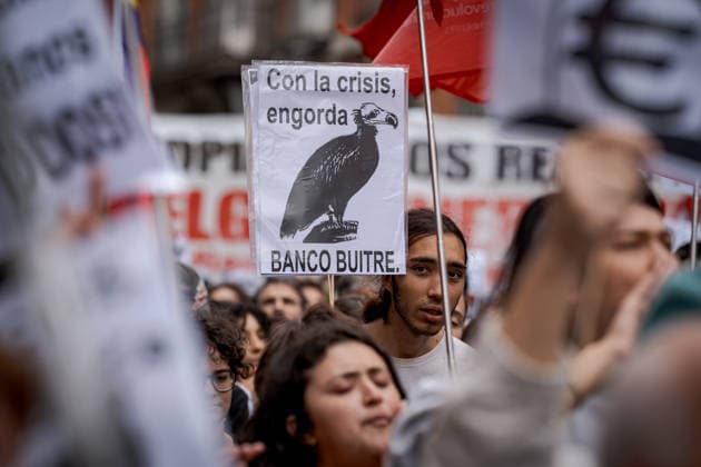 Demonstrators rally outside Spanish Parliament over housing crisis MADRID, SPAIN - OCTOBER 2: Demonstrators gather outside the Spanish Congress of Deputies in Madrid on October 2, 2026, calling for the approval of emergency measures to address Spain’s housing and rental crisis as lawmakers debate and vote housing decrees. The protest was organized by tenants’ unions and housing groups demanding greater protections for renters and measures to curb rising housing costs. Diego Radames Anadolu Madrid Spain. Editorial use only. Please get in touch for any other usage.  Copyright: x2026xAnadoluxDiegoxRadamesx