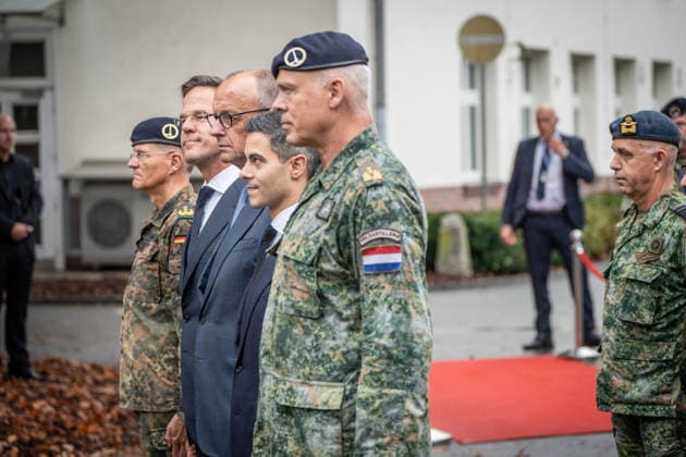 Lieutenant General Peter Mirow, Mark Rutte, NATO Secretary General, Friedrich Merz, Federal Chancellor, Rob Jetten, Prime Minister of the Netherlands, Wilfred Rietdijk, Major