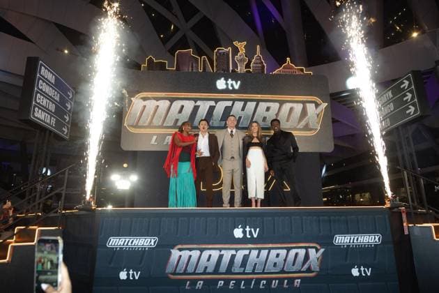 NAUCALPAN, M - OCTOBER 1: Teyonah Parris, Arturo Castro, John Cena, Jessica Biel, and Sam Richardson at the fan event for Matchbox: The Movie at the Toreo Parque Central shopping mall in Naucalpan, Mexico on October 1, 2026. Copyright: xMatchbox:xThexMoviex
