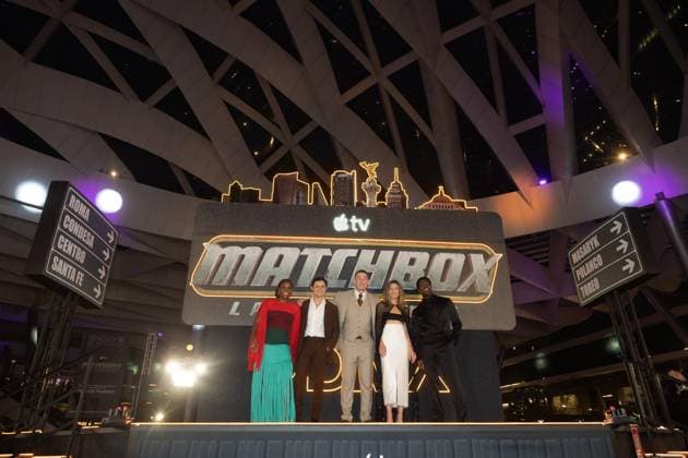 NAUCALPAN, M - OCTOBER 1: Teyonah Parris, Arturo Castro, John Cena, Jessica Biel, and Sam Richardson at the fan event for Matchbox: The Movie at the Toreo Parque Central shopping mall in Naucalpan, Mexico on October 1, 2026. Copyright: xMatchbox:xThexMoviex
