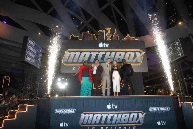 NAUCALPAN, M - OCTOBER 1: Teyonah Parris, Arturo Castro, John Cena, Jessica Biel, and Sam Richardson at the fan event for Matchbox: The Movie at the Toreo Parque Central shopping mall in Naucalpan, Mexico on October 1, 2026. Copyright: xMatchbox:xThexMoviex
