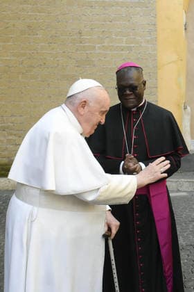 ITALY - PRIVATE AUDIENCE - VATICAN-2023 03 23 Italy, Rome, Vatican, 2023 03 23 Pope Francis, accompanied by Bishop Alick Banda, blessed the bell Voice of the Unborn before the weekly general audience at the Vatican . EDITORIAL USE ONLY - NO BOOKS Copyright: xVATICANxMEDIA xCatholicxPressxPhotox