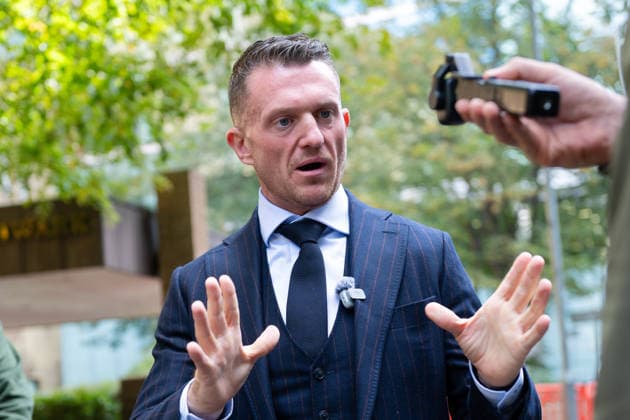 Tommy Robinson leaves Southwark Crown Court LONDON, UNITED KINGDOM - OCTOBER 2: Tommy Robinson, whose real name is Stephen Yaxley-Lennon, leaves Southwark Crown Court in London, Britain, October 2, 2026, after attending an application hearing ahead of his trial on two charges of harassment causing fear of violence against two MailOnline journalists. He has pleaded not guilty. Thomas Krych Anadolu London United Kingdom. Editorial use only. Please get in touch for any other usage. Copyright: x2026xAnadoluxThomasxKrychx