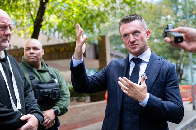 Tommy Robinson leaves Southwark Crown Court LONDON, UNITED KINGDOM - OCTOBER 2: Tommy Robinson, whose real name is Stephen Yaxley-Lennon, leaves Southwark Crown Court in London, Britain, October 2, 2026, after attending an application hearing ahead of his trial on two charges of harassment causing fear of violence against two MailOnline journalists. He has pleaded not guilty. Thomas Krych Anadolu London United Kingdom. Editorial use only. Please get in touch for any other usage. Copyright: x2026xAnadoluxThomasxKrychx