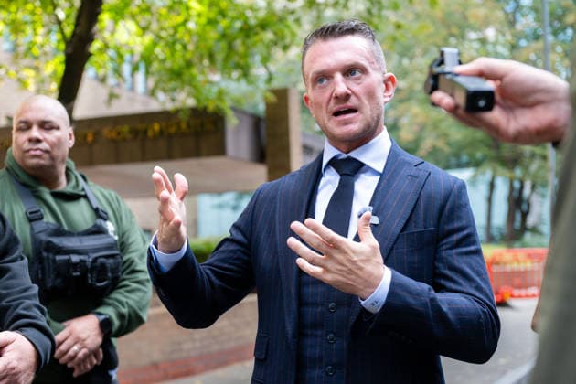 Tommy Robinson leaves Southwark Crown Court LONDON, UNITED KINGDOM - OCTOBER 2: Tommy Robinson, whose real name is Stephen Yaxley-Lennon, leaves Southwark Crown Court in London, Britain, October 2, 2026, after attending an application hearing ahead of his trial on two charges of harassment causing fear of violence against two MailOnline journalists. He has pleaded not guilty. Thomas Krych Anadolu London United Kingdom. Editorial use only. Please get in touch for any other usage.  Copyright: x2026xAnadoluxThomasxKrychx