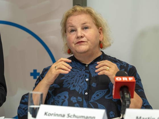 October 2, 2026 Press Conference on Health in Austria Federal Minister of Labor, Social Affairs, Health, Long-Term Care, and Consumer Protection Korinna Schumann (SPÖ) on October 2, 2026, at the press conference reviewing five years of the PVE Sonnwendviertel—medical care and psychosocial support under one roof at the PVE Sonnwendviertel in Vienna, Vienna, Austria