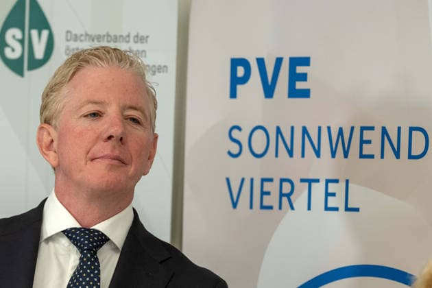 October 2, 2026 Press Conference: Health Austria; Peter McDonald, Chairman of the Board of Directors of the Austrian Health Insurance Fund, at the press conference on October 2, 2026, marking the 5-year anniversary of the PVE Sonnwendviertel—medical care and psychosocial support under one roof at the PVE Sonnwendviertel in Vienna, Vienna, Austria