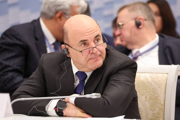 BELARUS, MINSK - OCTOBER 2, 2026: Mikhail Mishustin, Russia s Prime Minister, attends an expanded meeting of the Eurasian Intergovernmental Council Minsk Belarus  - ZUMAt113 20261002_zaa_t113_311 Copyright: xAlexanderxRyuminx