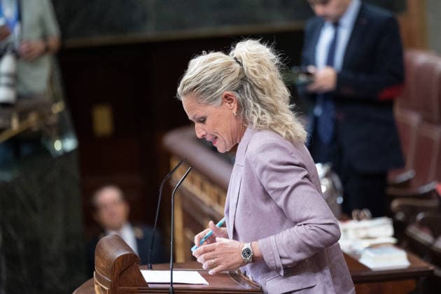Congress Votes on Housing Decrees Montse Mínguez, spokesperson for the PSOE’s Federal Executive Committee, during a plenary session in the Congress of Deputies on October 2, 2026, in Madrid, Spain. Congress is voting today on whether to ratify or repeal the two Royal Decrees on housing issued by the government this week in the Official State Gazette (BOE). Specifically, these are Royal Decree-Law 26 2026, dated September 29, which adopts urgent measures to protect the social function of housing and expand the supply of affordable housing, and Royal Decree-Law 27 2026, of September 29, adopting urgent measures to strengthen the stability of lease agreements for primary residences OCTOBER 2, 2026 Jesús Hellí Madrid Madrid Spain Copyright: xJesusxHellinx 7815670