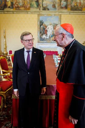 L R Johann Wadephul, CDU, Federal Minister of Foreign Affairs, photographed during a meeting with His Eminence Cardinal Pietro Parolin, Secretary of State of His Holiness, Rome, October 2, 2026. Photographed on behalf of the Federal Foreign Office, Ljubljana, Slovenia Copyright: xAmreixSchulzx
