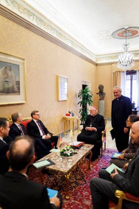Johann Wadephul (CDU), Federal Minister of Foreign Affairs, photographed during a meeting with His Excellency the Secretary for Relations with States and International Organizations, Archbishop Paul Richard Gallhager, Rome, October 2, 2026. Photographed on behalf of the Federal Foreign Office, Rome, Italy Copyright: xAmreixSchulzx