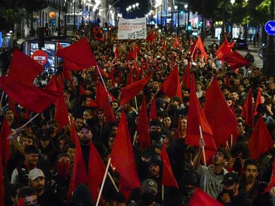 October 2, 2026, Madrid, Madrid, Spain: MADRID, SPAIN - October 02: Hundreds of people who remain camped in Puerta del Sol went out to march through the main streets of Madrid, passing through Calle AlcaloÂ¡, Plaza de Cibeles and Plaza de Neptuno, and returned to the encampment in Puerta del Sol shouting The fight goes on, whatever it takes Madrid Spain - ZUMAh199 20261002_zip_h199_012 Copyright: xAaronxHerediax
