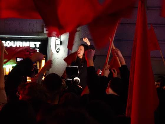 October 2, 2026, Madrid, Madrid, Spain: MADRID, SPAIN - October 02: Hundreds of people who remain camped in Puerta del Sol went out to march through the main streets of Madrid, passing through Calle AlcaloÂ¡, Plaza de Cibeles and Plaza de Neptuno, and returned to the encampment in Puerta del Sol shouting The fight goes on, whatever it takes Madrid Spain - ZUMAh199 20261002_zip_h199_030 Copyright: xAaronxHerediax