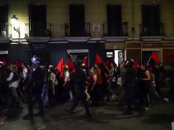 October 2, 2026, Madrid, Madrid, Spain: MADRID, SPAIN - October 02: Hundreds of people who remain camped in Puerta del Sol went out to march through the main streets of Madrid, passing through Calle AlcaloÂ¡, Plaza de Cibeles and Plaza de Neptuno, and returned to the encampment in Puerta del Sol shouting The fight goes on, whatever it takes Madrid Spain - ZUMAh199 20261002_zip_h199_022 Copyright: xAaronxHerediax