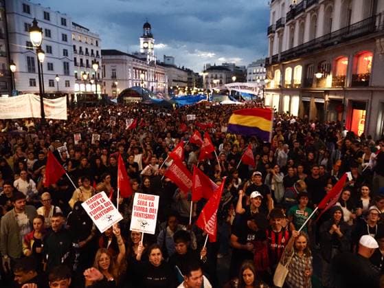 October 2, 2026, Madrid, Madrid, Spain: MADRID, SPAIN - October 02: Hundreds of people who remain camped in Puerta del Sol went out to march through the main streets of Madrid, passing through Calle AlcaloÂ¡, Plaza de Cibeles and Plaza de Neptuno, and returned to the encampment in Puerta del Sol shouting The fight goes on, whatever it takes Madrid Spain - ZUMAh199 20261002_zip_h199_026 Copyright: xAaronxHerediax