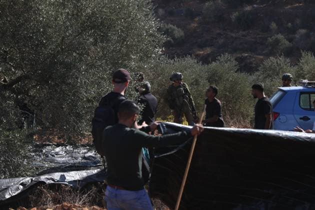 October 2, 2026, Nablus, Palestine, State of: BEITA, NABLUS, PALESTINE †OCTOBER 2, 2026: Israeli settlers and Israeli forces attacked Palestinian farmers while they were picking olives in the Jabal Al-Arma area, east of Beita, south of Nablus. Settlers fired live ammunition toward the farmers, with no injuries reported. According to the Palestinian Red Crescent Society, Israeli forces also beat a 46-year-old Palestinian farmer during raids on olive farms in Beita. Witnesses told Anadolu that Israeli forces fired stun grenades and tear gas at farmers in the Jabal Al-Arma area, forcing them to leave. The olive harvest begins in early October and continues through the end of November, making it an important agricultural and economic se - ZUMAq101 20261002_zna_q101_076 Copyright: xSalmanxMohsenxAlkhatibx