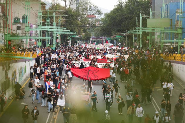 October 2, 2026, Mexico City, Mexico: Students, social organizations and survivors took part in a march from Tlatelolco square to the Zocalo in Mexico City, marking the 58th anniversary of the October 2, 1968 student massacre. Demonstrators demanded justice, truth and guarantees of non-repetition. Mexico City Mexico - ZUMAl178 20261002_znp_l178_011 Copyright: xCristianxLeyvax