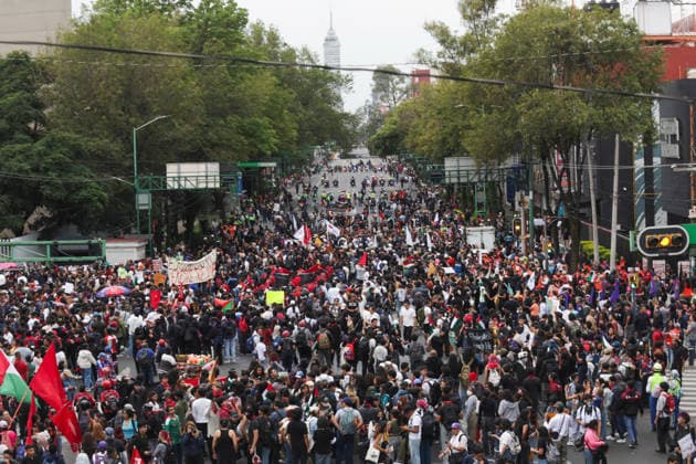 October 2, 2026, Mexico City, Mexico: Students, social organizations and survivors took part in a march from Tlatelolco square to the Zocalo in Mexico City, marking the 58th anniversary of the October 2, 1968 student massacre. Demonstrators demanded justice, truth and guarantees of non-repetition. Mexico City Mexico - ZUMAl178 20261002_znp_l178_003 Copyright: xCristianxLeyvax