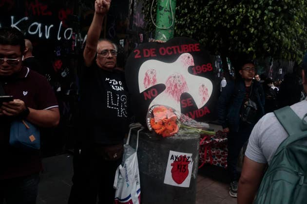 October 2, 2026, Mexico City, Cdmx, Mexico: Thousands of people carrying placards gathered at the Plaza de las Tres Culturas and the surrounding area to commemorate the 58th anniversary of the 1968 student massacre in Tlatelolco; they marched toward Mexico City s Zo³calo to hold a rally in memory of those who died during the 1968 student movement. Prior to this, hundreds of students arrived at the meeting point near the Tlatelolco Metro station, where a heavy police deployment from the Secretariat of Citizen Security (SSCCDMX) was already waiting for them; these hooded officers on motorcycles boxed the students in, both inside and outside the metro facilities, to prevent their peaceful movement, sparking conflict through abuses of authori - ZUMAp204 20261002_zip_p204_132 Copyright: xJosuexPerezx
