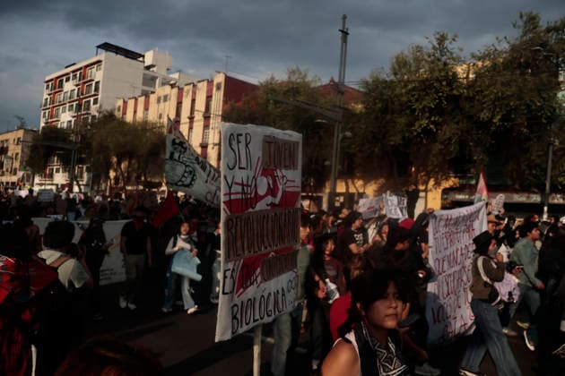 October 2, 2026, Mexico City, Cdmx, Mexico: Thousands of people carrying placards gathered at the Plaza de las Tres Culturas and the surrounding area to commemorate the 58th anniversary of the 1968 student massacre in Tlatelolco; they marched toward Mexico City s Zo³calo to hold a rally in memory of those who died during the 1968 student movement. Prior to this, hundreds of students arrived at the meeting point near the Tlatelolco Metro station, where a heavy police deployment from the Secretariat of Citizen Security (SSCCDMX) was already waiting for them; these hooded officers on motorcycles boxed the students in, both inside and outside the metro facilities, to prevent their peaceful movement, sparking conflict through abuses of authori - ZUMAp204 20261002_zip_p204_124 Copyright: xJosuexPerezx