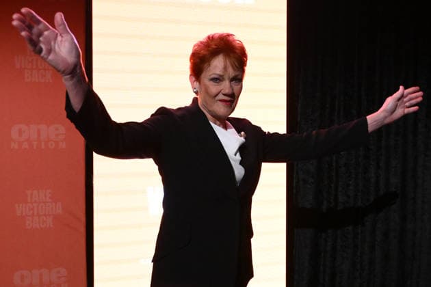 ONE NATION CAMPAIGN LAUNCH, One Nation leader Pauline Hanson during the launch of the One Nation 2026 Victorian State Campaign at in Melbourne, Saturday, October 3, 2026. ( NO ARCHIVING MELBOURNE VICTORIA Australia  Copyright: xJOELxCARRETTx 20261003135370224018
