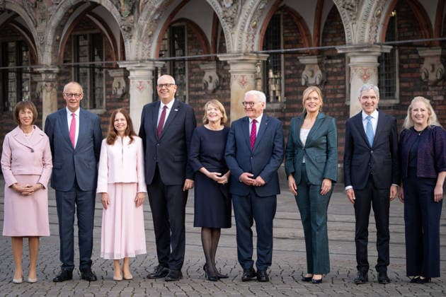 Celebrations for German Unity Day 2026 in Bremen: Charlotte Merz, wife of Federal Chancellor Friedrich Merz (C