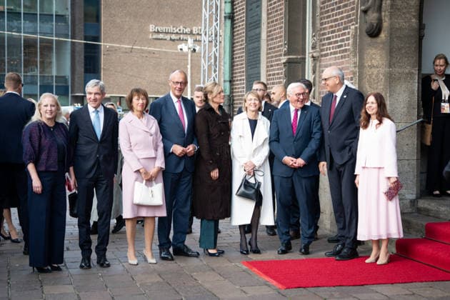Celebrations for German Unity Day 2026 in Bremen: Elke Brunnemer, along with Stephan Harbarth, President of the Federal Constitutional Court; Charlotte Merz;