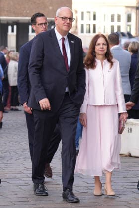German Unity Day celebrations in Bremen: Andreas Bovenschulte, President of the Bundesrat and Mayor of Bremen, with his wife Kerstin Krueger upon their arrival at the 2026 German Unity Day celebrations in Bremen, Bremen, October 3, 2026, Bremen, Germany