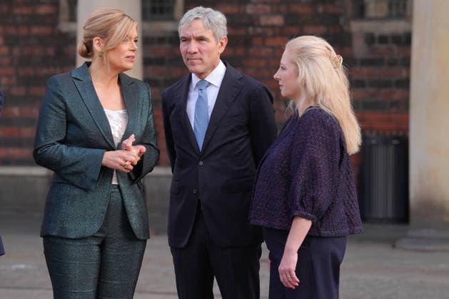 German Unity Day Celebrations in Bremen: Bundestag President Julia Kloeckner, together with Stephan Harbarth, President of the Federal Constitutional Court, and his wife Elke Brunnemer, upon their arrival at the 2026 German Unity Day celebrations in Bremen, Bremen, October 3, 2026, Bremen, Bremen, Germany