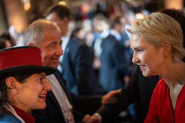 Ecumenical service at St. Petri Cathedral; Manuela Schwesig, Minister-President of Mecklenburg-Western Pomerania (right); Official central celebrations for German Unity Day 2026 in Bremen, Bremen, Germany; downtown