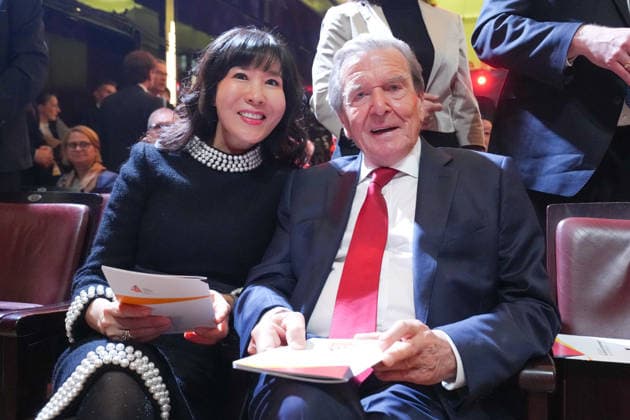German Unity Day Ceremony in Bremen: Former Chancellor Gerhard Schröder with his wife, So Yeon Schröder Kim, at the German Unity Day ceremony at the Glocke, Bremen, October 3, 2026, Bremen, Germany
