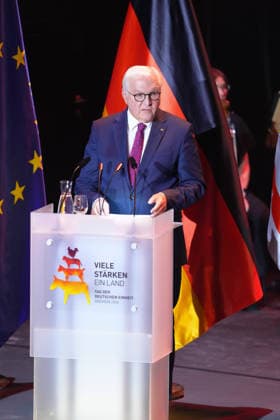 German Unity Day Ceremony in Bremen: Federal President Frank Walter Steinmeier delivering his speech at the German Unity Day ceremony at the Glocke, Bremen, October 3, 2026, Bremen, Germany