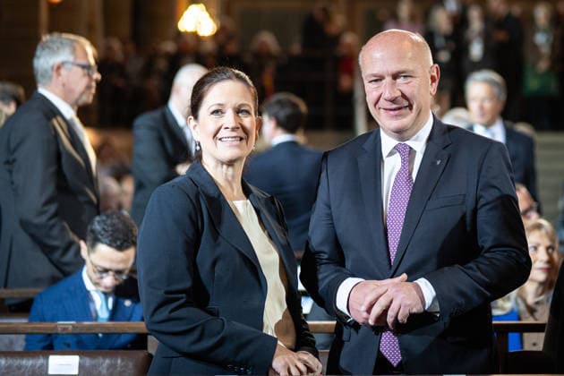 Ecumenical service at St. Petri Cathedral Kai Wegner, acting Governing Mayor of Berlin, with his partner Katharina Günther Wünsch, acting Senator for Education, Youth, and Family in Berlin Official central celebrations for German Unity Day 2026 in Bremen, Bremen, Germany, downtown