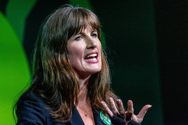 October 3, 2026, Brighton, United Kingdom: Green Party Deputy Leader, Rachel Millward seen addressing the Brighton Centre during the Green Party Autumn Conference. Millward used her address on the main stage to highlight the party s surge in membership, while outlining alternative policies on public services, energy infrastructure, and green housing solutions. Brighton United Kingdom - ZUMAs197 20261003_aaa_s197_017 Copyright: xGaryxRobertsx