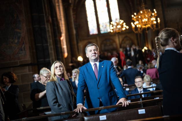 Ecumenical service at St. Petri Cathedral; Sven Schulze, acting Minister-President of Saxony-Anhalt, with his wife Kati; Official central celebrations for German Unity Day 2026 in Bremen, Bremen, Germany, downtown
