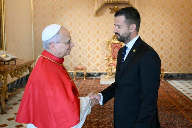ITALY - PRIVATE AUDIENCE - VATICAN-2026 10 3 Italy, Rome, Vatican, 2026 10 3 Pope Leo XIV receives in a private audience S.E. il Signor Jakov Milatovic, President of Montenegro at The Vatican . EDITORIAL USE ONLY - NO BOOKS Copyright: xVATICANxMEDIA xCatholicxPressxPhotox