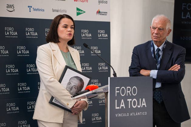 Day Three of the La Toja Vínculo Atlántico Forum I D The leader of the democratic opposition in Belarus, Svetlana Tikhanovskaya, and the former High Representative of the European Union for Foreign Affairs and Security Policy, Josep Borrell, during the La Toja Atlantic Link Forum on October 3, 2026, in O Grove, Pontevedra, Galicia, Spain. The La Toja Vínculo Atlántico Forum is a renowned annual forum for debate and reflection focused on the defense of liberal democracy, the Atlantic partnership, and international cooperation. Founded in 2019 on the initiative of Josep Piqué, Amancio López Seijas, and the Hotusa Group, it brings together prominent political and business leaders, academics, and representatives of civil society on the island Copyright: xElenaxFernandezx 7817523