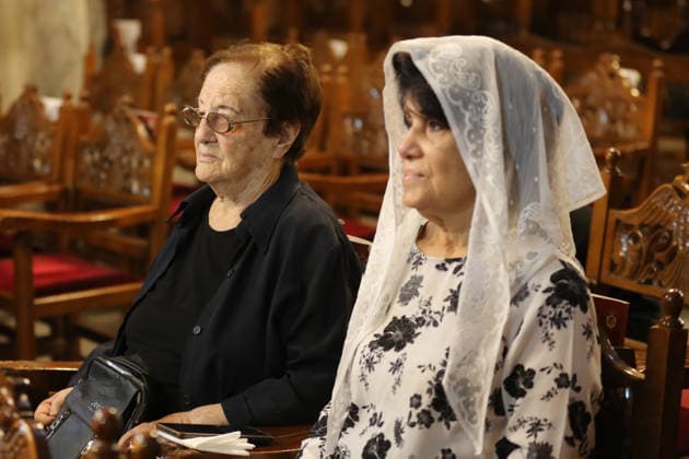 October 3, 2026, Gaza City, Gaza Strip, Palestinian Territory: Palestinian Christians gather to bid farewell and pray beside the bodies of Maysaa Abu Daoud and her daughter, Mary Abu Daoud, who were killed in an Israeli airstrike that targeted a residential apartment in western Gaza City. Funeral prayers are held at St. Porphyrios Church in the Zeitoun neighborhood of southeastern Gaza City. Gaza City Palestinian Territory - ZUMAz119 20261003_zip_z119_039 Copyright: xSalahxHashemx