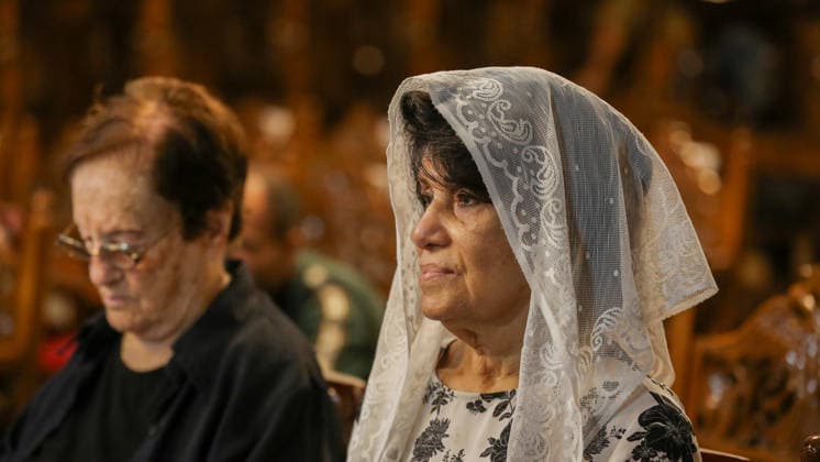 October 3, 2026, Gaza City, Gaza Strip, Palestinian Territory: Palestinian Christians gather to bid farewell and pray beside the bodies of Maysaa Abu Daoud and her daughter, Mary Abu Daoud, who were killed in an Israeli airstrike that targeted a residential apartment in western Gaza City. Funeral prayers are held at St. Porphyrios Church in the Zeitoun neighborhood of southeastern Gaza City. Gaza City Palestinian Territory - ZUMAz119 20261003_zip_z119_040 Copyright: xSalahxHashemx
