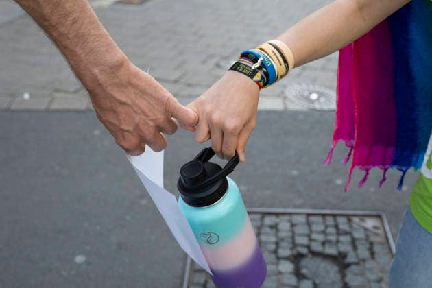 October 3, 2026 Press Event: Es brennt Initiative Human Chain in Dortmund, Hansaplatz; Holding Hands in the Human Chain in Dortmund at Hansaplatz and Westenhellweg, North Rhine-Westphalia, Germany