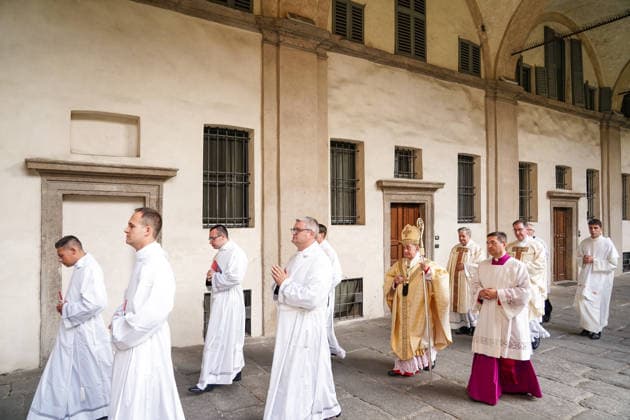 IPA89253253 - MILAN, October 3, 2026 - Ordination ceremony for temporary deacons held in Milan Cathedral by Archbishop Mario Delpini. Copyright: xEmanuelexRobertoxDexCarlix xx IPA89253253