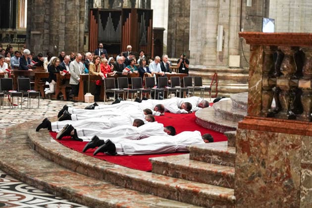 IPA89253340 - MILAN, October 3, 2026 - Ordination ceremony for temporary deacons held in Milan Cathedral by Archbishop Mario Delpini.  Copyright: xEmanuelexRobertoxDexCarlix xx IPA89253340