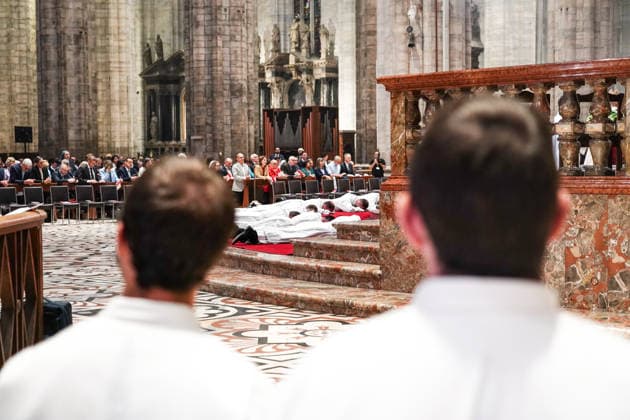 IPA89253337 - MILAN, October 3, 2026 - Ordination ceremony for temporary deacons held in Milan Cathedral by Archbishop Mario Delpini.  Copyright: xEmanuelexRobertoxDexCarlix xx IPA89253337