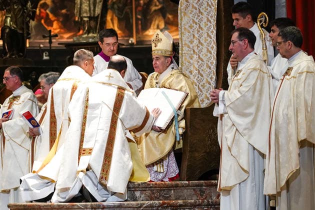 IPA89253386 - MILAN, October 3, 2026 - Ordination ceremony for temporary deacons held in Milan Cathedral by Archbishop Mario Delpini.  Copyright: xEmanuelexRobertoxDexCarlix xx IPA89253386