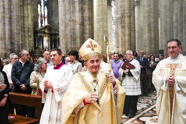 IPA89253271 - MILAN, October 3, 2026 - Ordination ceremony for temporary deacons held in Milan Cathedral by Archbishop Mario Delpini.  Copyright: xEmanuelexRobertoxDexCarlix xx IPA89253271