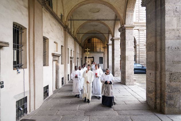 IPA89253247 - MILAN, October 3, 2026 - Ordination ceremony for temporary deacons held in Milan Cathedral by Archbishop Mario Delpini. Copyright: xEmanuelexRobertoxDexCarlix xx IPA89253247